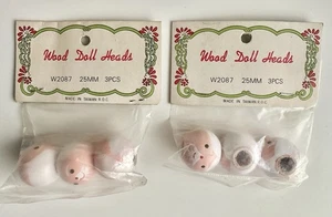 VTG LOT 25mm Hand Painted Wooden Santa Claus Doll Heads Christmas Craft Beads - Picture 1 of 4