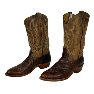 Tony Lama Ostrich Leather Cowboy Boots - Men's Size 10EE - Picture 1 of 10