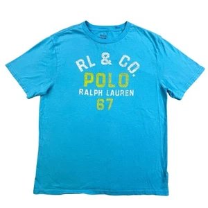 Polo Ralph Lauren T-Shirt Boy's XL 18-20 Blue RL&CO Cotton Short Sleeve Crewneck - Picture 1 of 8