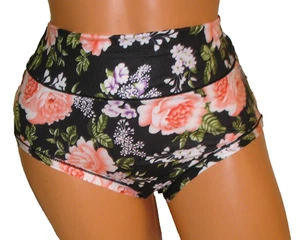 Höschen Dessous Blumenmuster dunkelschwarz Slip 2XL Erwachsene Geschenk - Bild 1 von 7