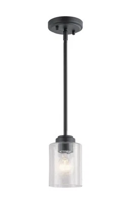 Kichler 44032BK - Winslow 1 Light Pendant Clear Fixture - Black Brand New - Image 1 of 4