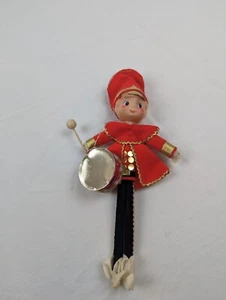 Vintage Drummer Boy Ornament Felt Toy Soldier Pixie Elf Decor 10" Tall - Picture 1 of 11