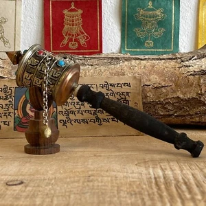 Hand Held  Mantra Prayer Wheel 23cm - Picture 1 of 5