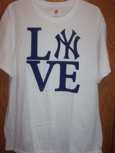 T-shirt NEW YORK I LUV NY bianca L NY YANKEES - Foto 1 di 1