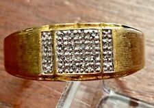 Danbury Mint Gold Plate 20 Pave Diamond Accent Mens Ring Brushed Textured Sz 13
