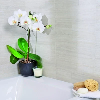 Swish Marbrex White Dune Tile Effect Bathroom Wall PVC Cladding Panels - Image 1 of 4