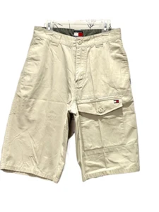 Vintage Tommy Hilfiger Wide Leg Shorts Boys Boy Size 12 EUC Waist 27 Khaki Y2K - Picture 1 of 6