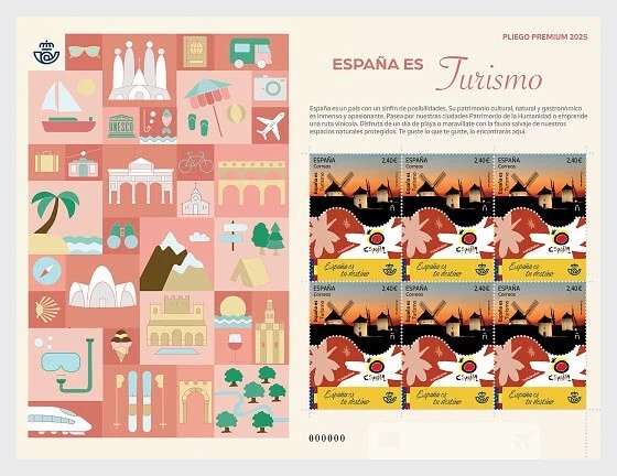 spain 2025 espagne Tourism Spain is your Destination Windmills 6v mnh FULL SHEET - Image 1 of 1