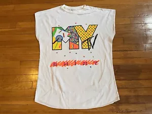 VINTAGE My MTV Sleep Shirt Women’s One Size White Nightgown 80s - Picture 1 of 10
