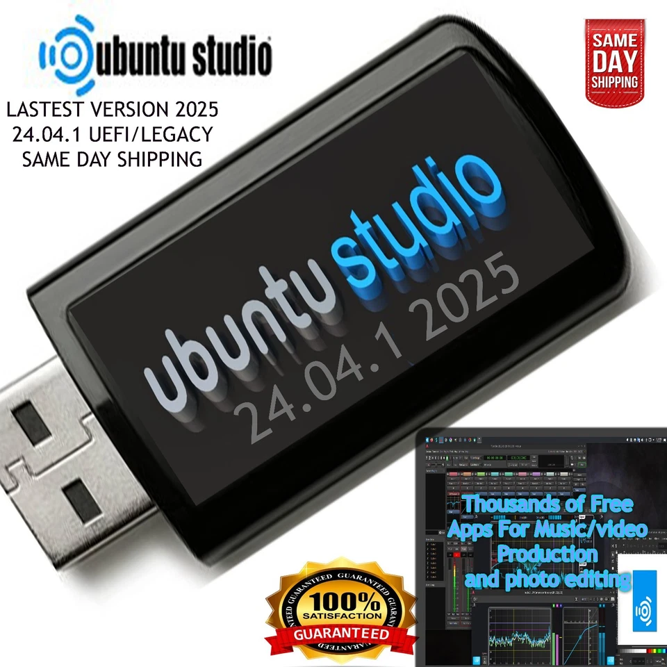 Ubuntu Studio 24.04.1 (2025) USB Bootable UEFI/LEGACY Fast Shipping California - Image 1 of 4