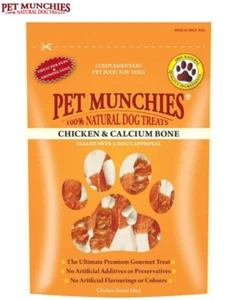 PET MUNCHIES CHICKEN & CALCIUM BONES PREMIUM DOG PUPPY CHEW TREAT PROTEIN 100G - Picture 1 of 5