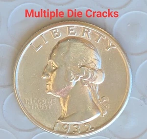 1932 SILVER QUARTER ERROR DDO/DIE CRACKS GEM RARE 1st YR - Picture 1 of 16