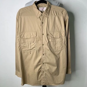 CC Filson Men's Tan Long Sleeve Button Down Pockets Cotton Shirt Size Large - Picture 1 of 10
