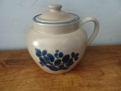 PFALTZGRAFF ARTE POPULAR Olla de frijoles con tapa bronceada y azul floral #70-10 taza capacidad Foto 1 de 4