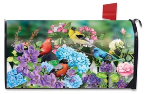 Feathered Friends Spring Magnetic Mailbox Cover Floral Standard Briarwood Lane - Picture 1 of 5