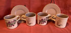 Pfaltzgraff Cape May 4 Cups And 4 Saucers Floral Stoneware, Hollyhocks Birdhouse
