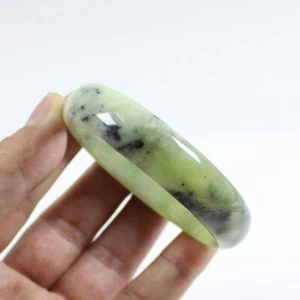 59mm Chinese Certified 100% Natural Green Black Xiu Jade Bracelet Bangle j5190 - Picture 1 of 11