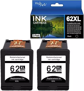 62XL Black 2PK Ink Cartridge FOR HP ENVY 5640 5462 5643 5644 5646 5660 5664 5665 - Picture 1 of 6
