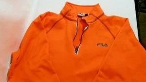 Vintage FILA Sport Zip Pull-Over Sweatshirt Women's Size XL, Orange and White - Picture 1 of 7