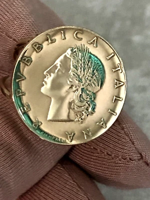 ETERNA GOLD 14K YELLOW GOLD ITALIAN 20-LIRE COIN RING, SIZE6 (M4917G-52) - Image 1 of 4