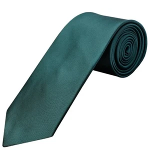 Plain Dark Teal Satin Classic Men's Tie Wedding Tie Green Regular Plain Tie - Picture 1 of 4