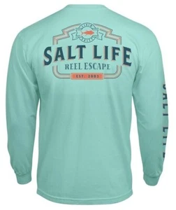 Mens Salt Life Reel Livin Graphic Pocket Long Sleeve T-Shirt - Large - NWT - Picture 1 of 4
