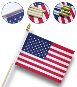 Patriot 4x6 Inch USA Stick Flag - Small American Flag on Stick Fourth of July - Picture 1 of 2