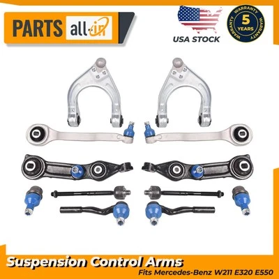 12Pcs Suspension Control Arms Tie Rod Ends Kit Fits Mercedes-Benz W211 E320 E550 - Image 1 of 4