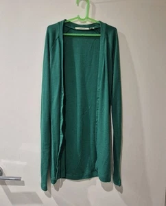 Country Road Cardigan 100% Woolmark Wool Fine Knit Emerald Green Size Small - Picture 1 of 16