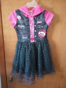 LOL Surprise Girls Pink Black SS Hoodie Tutu Dress Size 7/8 - Picture 1 of 10