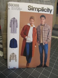 SIMPLICITY JACKET PATTERN S9388 XXS-XXL NEW UNISEX - Picture 1 of 3