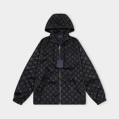 Men's Autumn Jacket with All-Over Logo Print All Black 23 - Image 1 of 4
