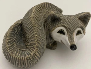 Artesania Rinconada Grey Fox Figurine 4 Inch Uruguay Signed - Picture 1 of 7