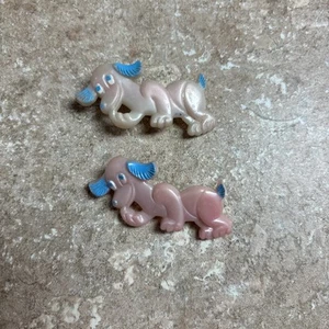 Vintage Child’s Hair Barrettes Little Pink Dogs - Picture 1 of 3