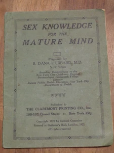 Antique 1922 Edition Sex Knowledge for the Mature Mind Booklet S. Dana Hubbard - Imagen 1 de 6