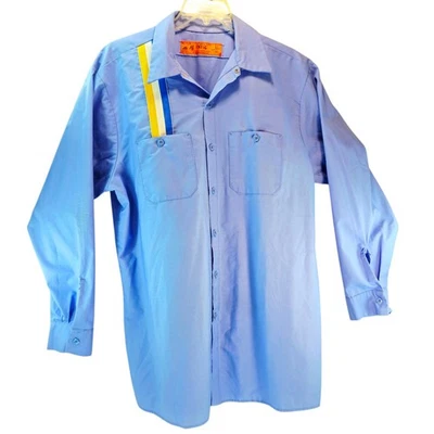 Vintage Red Kap Work Shirt Men's XL LN Blue Long Sleeve Button Up Stripe Uniform - Image 1 of 4