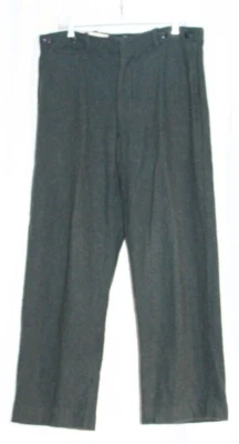Vintage Green Wool Work Hunting Outdoor Pants Suspender Buttons Men's 34"x30.5" - Image 1 of 4
