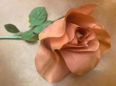 rosa vintage años 50 3" hojas seda flor cobre 1 pieza hecho en Japón Foto 1 de 4