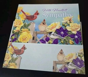 Sympathy Card - Cardinal & Yellow Roses - With Matching Envelope - Picture 1 of 3