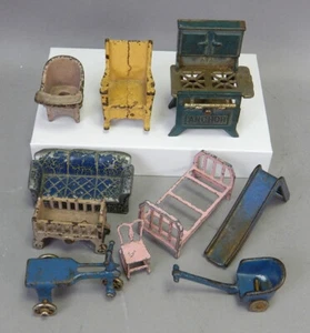 Antik 1/12 Puppenhaus Möbel Gusseisen Anker Range Ofen Tootsie Spielzeug Konvolut - Bild 1 von 5