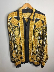 Ceta Dolce Seide Metallic Herren Hemd 2XL Langarm Knopfdruck Paisley 5449 - Bild 1 von 10