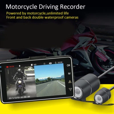 Motorcycle Cam Recorder 3" LCD Screen Recorder Waterproof DVR Dual Lens Camera - Image 1 of 4