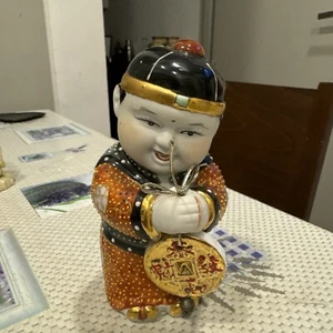 Red jintong golden boy yunu Chinese statue. Hight 13 cm - Picture 1 of 8