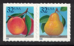 Scott 2493-94 - Melocotones y Pera Fruta, Par de Folletos - MNH (S/A) 32c 1995- 2494b - Imagen 1 de 1