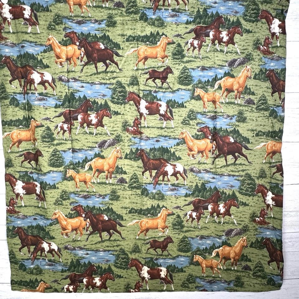 Juego de 2 paneles de cortina con estampado de caballos 60x84 hechos a mano tela de algodón Cranston Foto 1 de 4