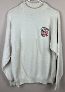 Vintage Cleveland Browns NFL Member Club Knit Sweater Embroidered Nutmeg USA Med