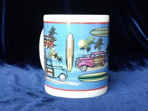 Auto Woody Car Coffee Mug Cup Surfing Hawaii Classic Surfer - Picture 1 of 8