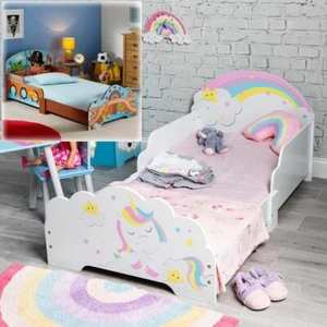 Pirates/Unicorn Wooden Toddler Infant Child Kids Bed w/ Protector Safety Guard - Picture 1 of 9
