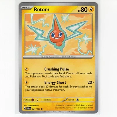 Pokémon TCG Rotom 061/191 Sv08: Surging Sparks Regular Common Card EN-NM 2024 - Image 1 of 3