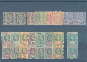 MAURITIUS 1909-1910 MH/MNH Edward VII with pairs - rare ! - Picture 1 of 2
